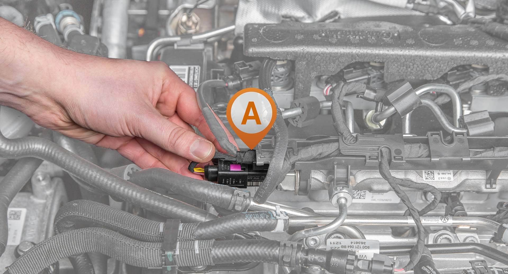 Raccordement au capteur de la rampe commune (A)